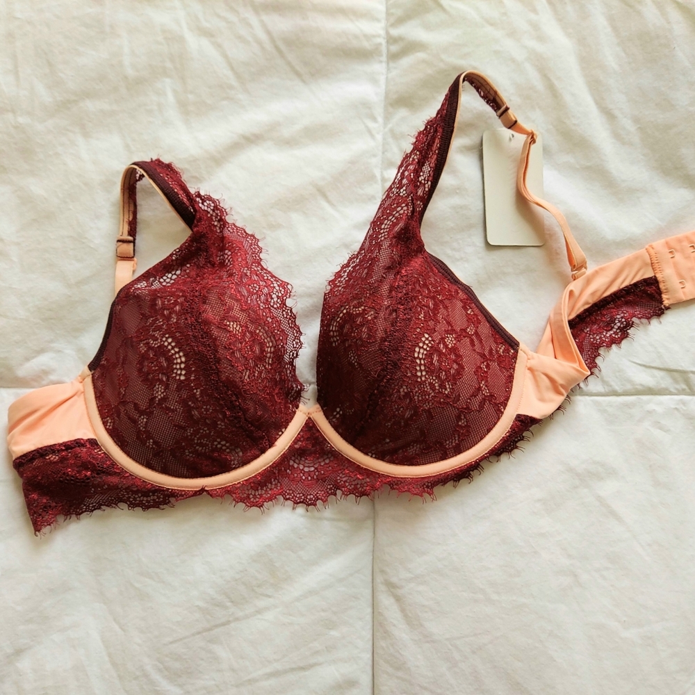 Marvelous burgundy lace bra